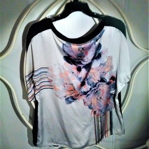 Short Sleeve Silk Blouse Size XL